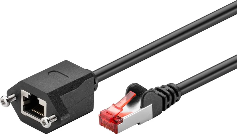 F/UTP CAT6 Gigabit netwerk verlengkabel / 0,50 meter von Goobay in Schwarz – Produktfoto