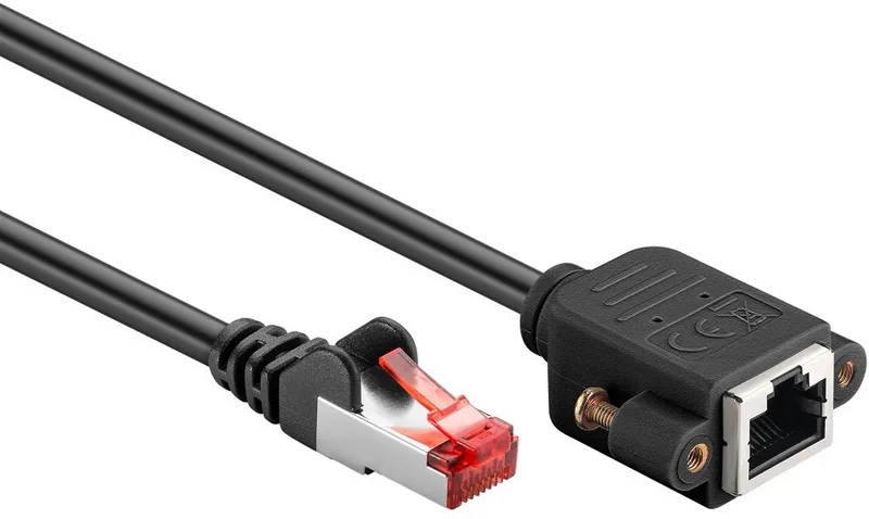 FTP CAT6 Gigabit Netwerk Verlengkabel - Inbouwchassis - CU - 5 meter von Goobay in Schwarz – Produktfoto