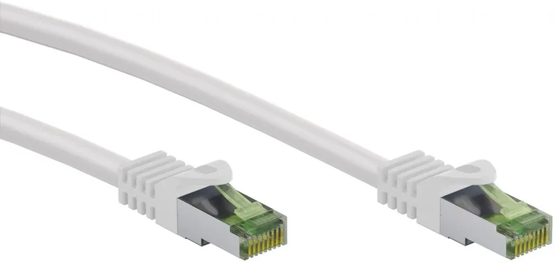 Goobay 10 m RJ45-netwerkkabel, CAT 6A-connectoren met CAT 8.1-kabelbasis, S/FTP, koper AWG 26/7, LSZH-mantel von Goobay in Weiß – Produktfoto