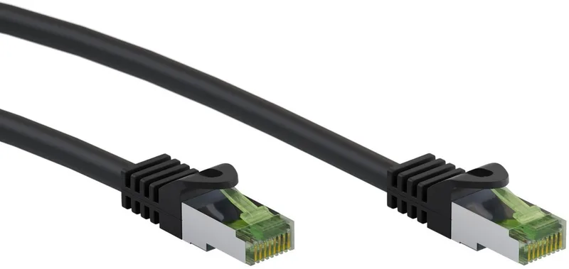 Goobay 15 m RJ45-netwerkkabel, CAT 6A-connectoren met CAT 8.1-kabelbasis, S/FTP, koper AWG 26/7, LSZH-mantel van Goobay in Zwart – productfoto