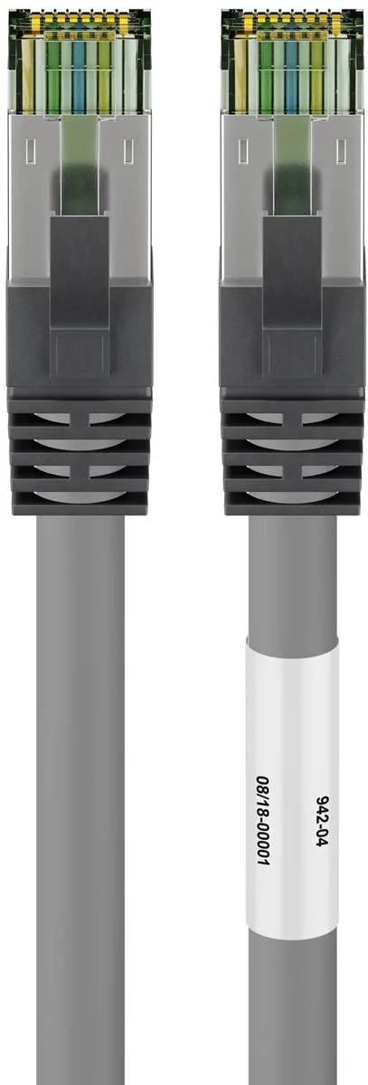 Goobay 20 m RJ45-patchkabel, CAT 6A-connectoren met CAT 8.1-kabelbasis, S/FTP, koper AWG 24/7, LSZH-mantel by Goobay in Grey – product photo