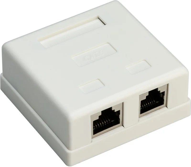 Netwerkaansluitdoos CAT 6 met 2 RJ45-poorten, STP afgeschermd von Goobay in Weiß – Produktfoto