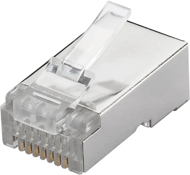 Netwerkstekker RJ45 voor ronde CAT 6-kabel met STP-afscherming från Goobay i Silver – produktbild