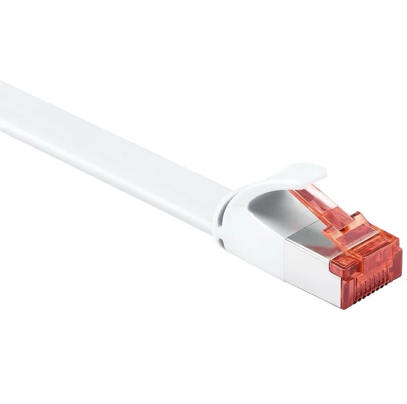 Platte CAT 6 netwerkkabel, U/FTP, koperen geleider, 15 m de Goobay en Blanc – photo produit