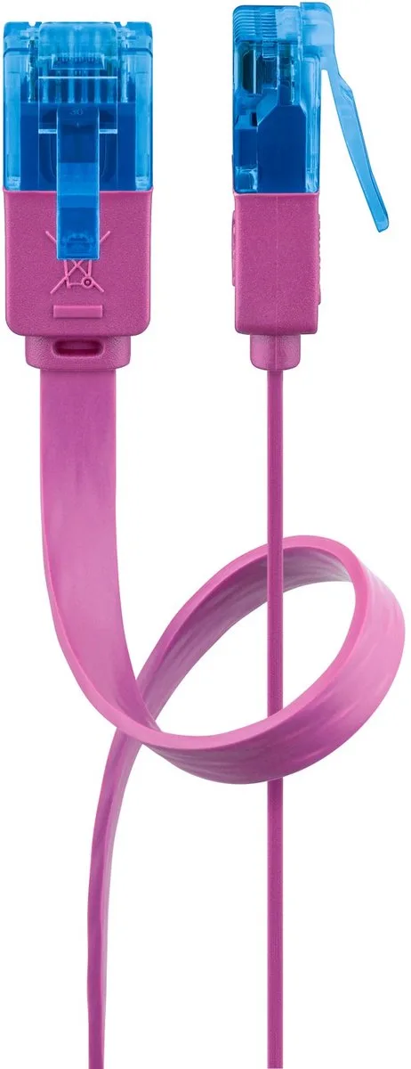 Platte CAT 6a netwerkkabel, 2 m, U/UTP, koperen geleider de Goobay en Magenta – photo produit