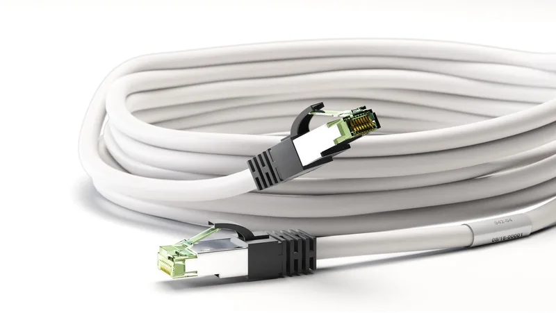 RJ45 (CAT 6A 20 m, 500 MHz) patchkabel met CAT 8.1 S/FTP raw kabel från Goobay i Vit – produktbild
