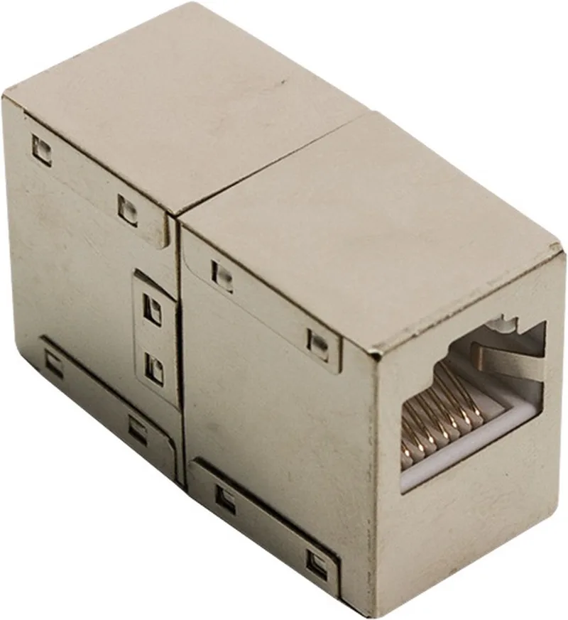 RJ45 crossover modulaire koppeling, CAT 5e, 2x RJ45-bus (8P8C), voor gekruiste kabelverbinding från Goobay i Grå – produktbild