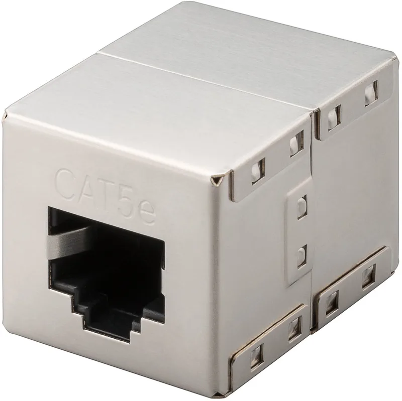 RJ45 modulaire koppeling, CAT 5e, metalen behuizing, 2x RJ45-bus (8P8C) från Goobay i Silver – produktbild