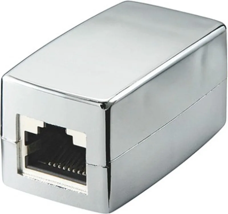RJ45 modulaire koppeling, CAT 6, 2x RJ45-bus (8P8C), zinken behuizing från Goobay i Silver – produktbild