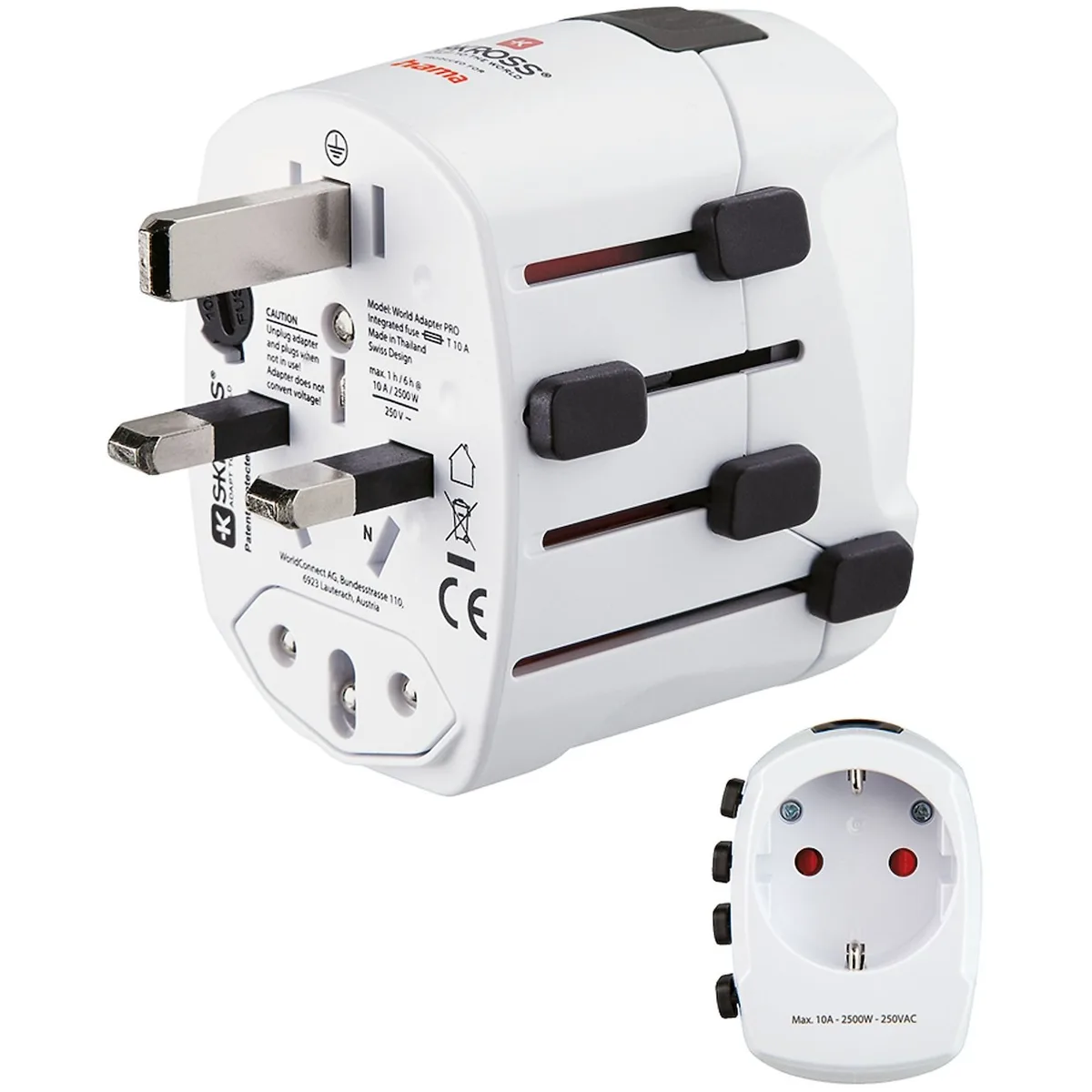 Wereldreisadapter World Travel Pro, 3-polig Wifi adapter Wit van Hama – productfoto