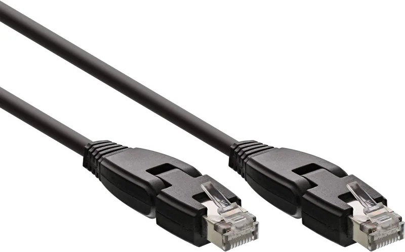 CAT6a SFTP netwerkkabel met draaibare RJ45 connectoren - 1 meter fra InLine i Sort – produktbillede