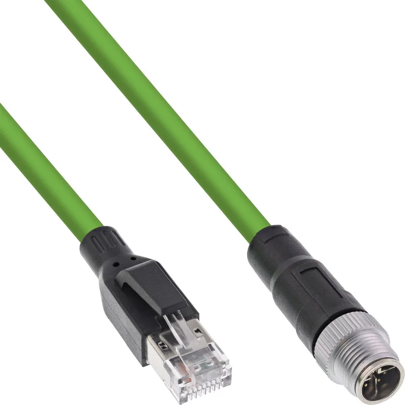 M12 8-pins X-gecodeerd (m) - RJ45 (m) industriële netwerkkabel | CAT6a | PUR | 3 meter van InLine in Groen – productfoto