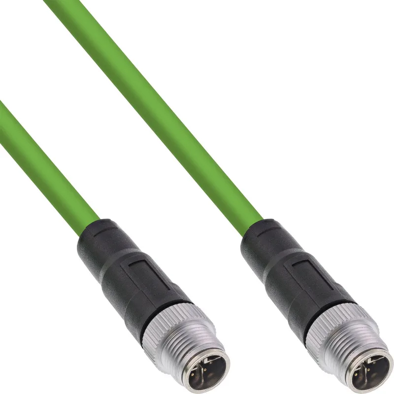 M12 8-pins X-gecodeerde industriële netwerkkabel | CAT6a | PUR | 3 meter fra InLine i Grøn – produktbillede