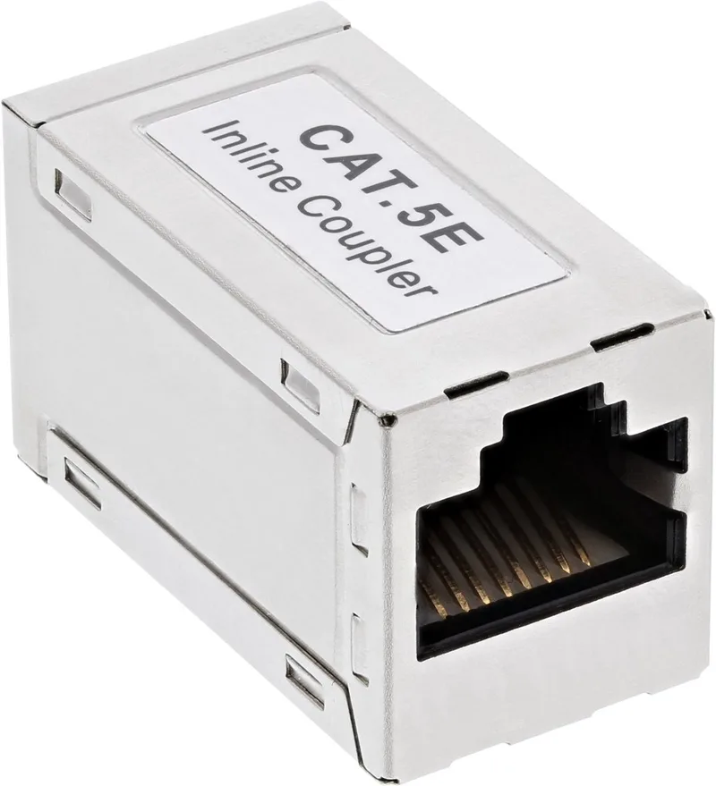 Metalen patchkabel koppeling Cat.5e, 2x RJ45 female, afgeschermd från InLine i Silver – produktbild