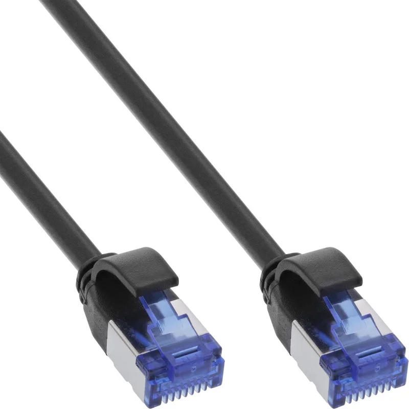 Patch cable slim, Cat.6A, S/FTP, TPE (LSZH) flexible, PoE, black, 1m by InLine in Black – product photo
