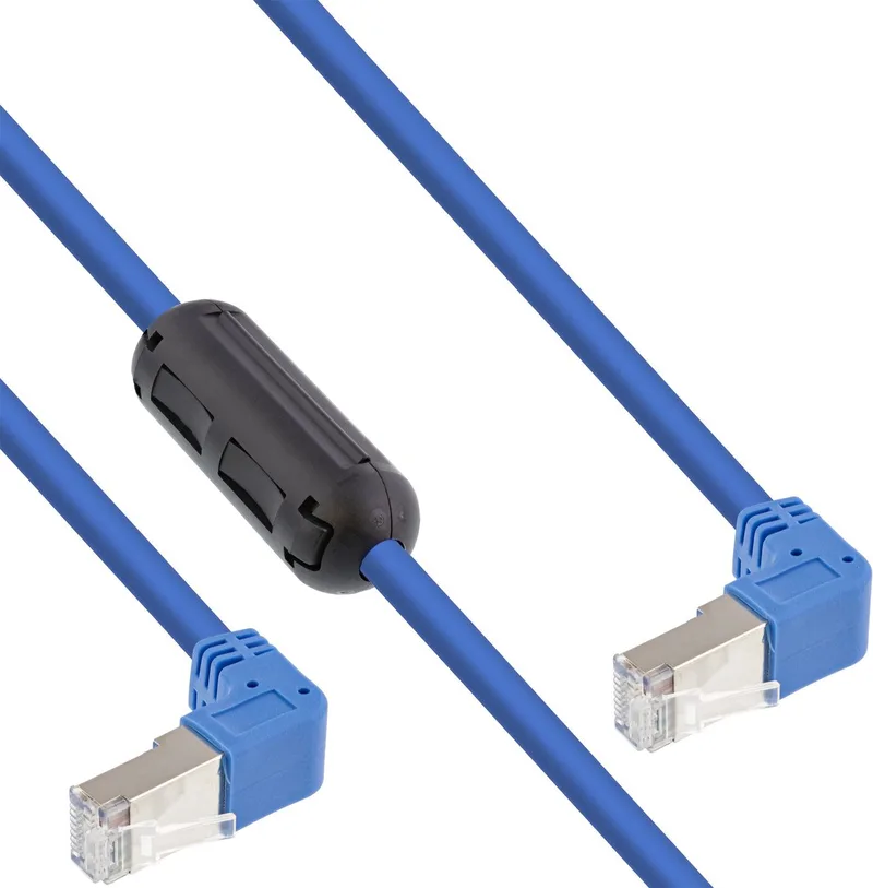 Patchkabel 2-zijdig haaks met ferriet, S/FTP, Cat.6, PVC, 1,6 m fra InLine i Blå – produktbillede