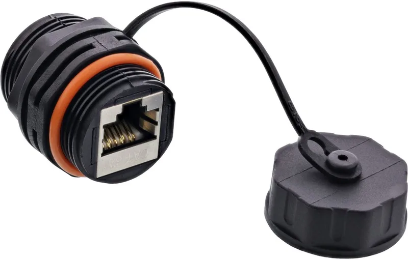 patchkabel koppeling, RJ45 Cat.6A, IP68, voor industrie, met stofkap de InLine en Noir – photo produit