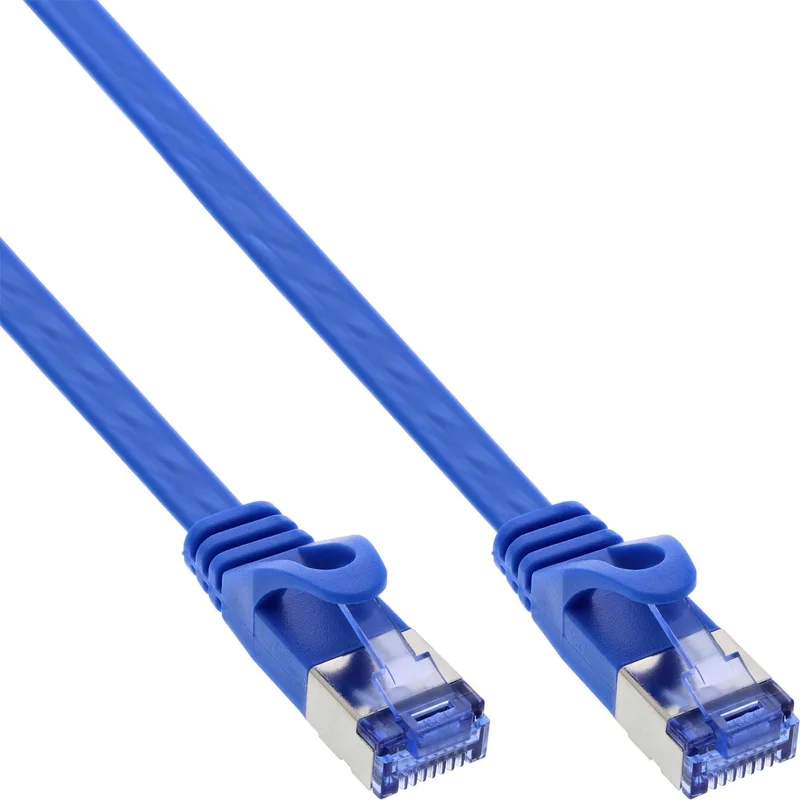 Patchkabel plat, U/FTP, Cat.6A, 2 m från InLine i Blå – produktbild