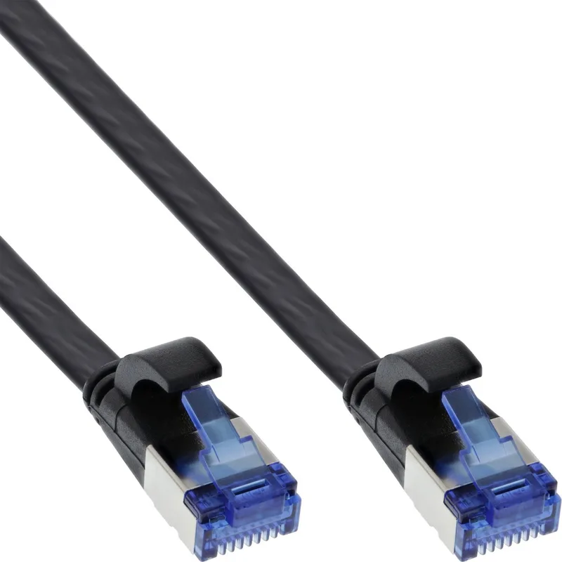Patchkabel plat, U/FTP, Cat.6A, TPE halogeenvrij, 0,3m van InLine in Zwart – productfoto