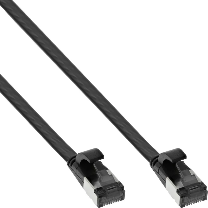Patchkabel plat, U/FTP, Cat.8.1, TPE halogeenvrij, 0,3m van InLine in Zwart – productfoto