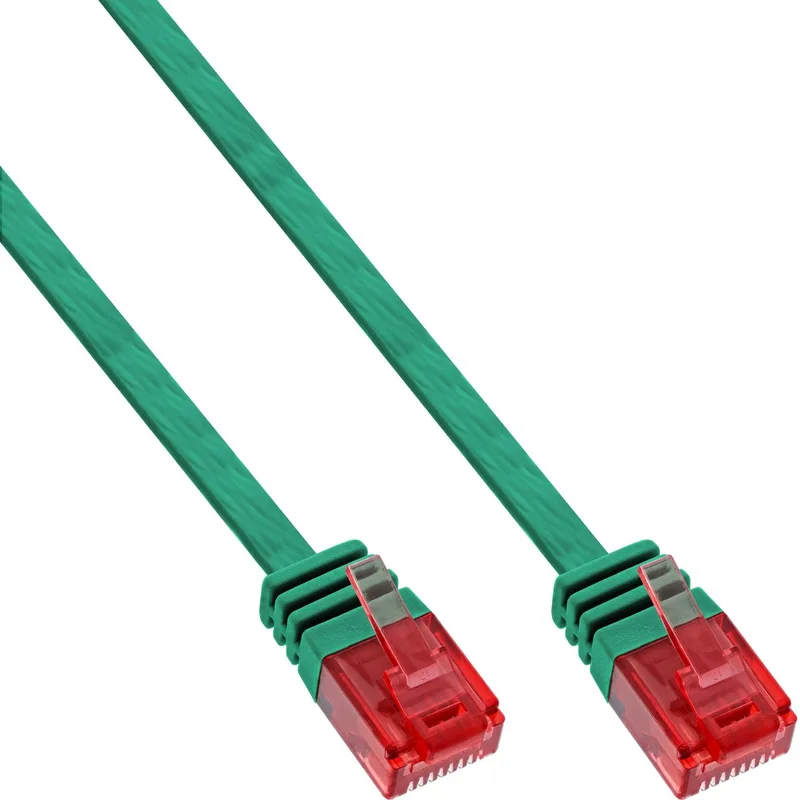 Patchkabel plat, U/UTP, Cat.6, 3m från InLine i Grön – produktbild