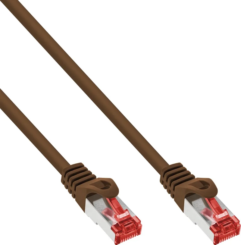 Patchkabel, S/FTP (PiMf), Cat.6, 250 MHz, PVC, koper, 7,5m från InLine i Brun – produktbild