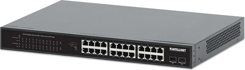 Intellinet 24-poorts Gigabit Ethernet PoE+ switch met 2 SFP-poorten från Intellinet – produktbild