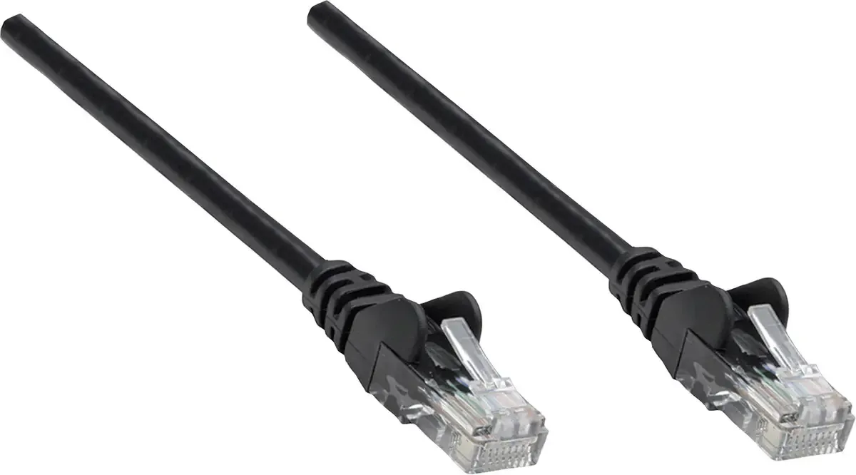 Intellinet 318754 RJ45 Netwerkkabel, patchkabel CAT 6A S/FTP 0.50 m Afgeschermd (enkel), Afscherming totaal, Halogeenvrij 1 stuk(s) van Intellinet in Zwart – productfoto
