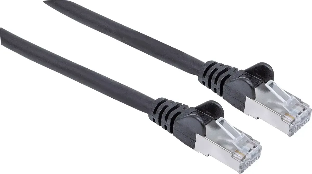 Intellinet 318785 RJ45 Netwerkkabel, patchkabel CAT 6A S/FTP 2.00 m Folie afscherming, Afscherming gevlochten, Halogeenvrij 1 stuk(s) van Intellinet in Zwart – productfoto