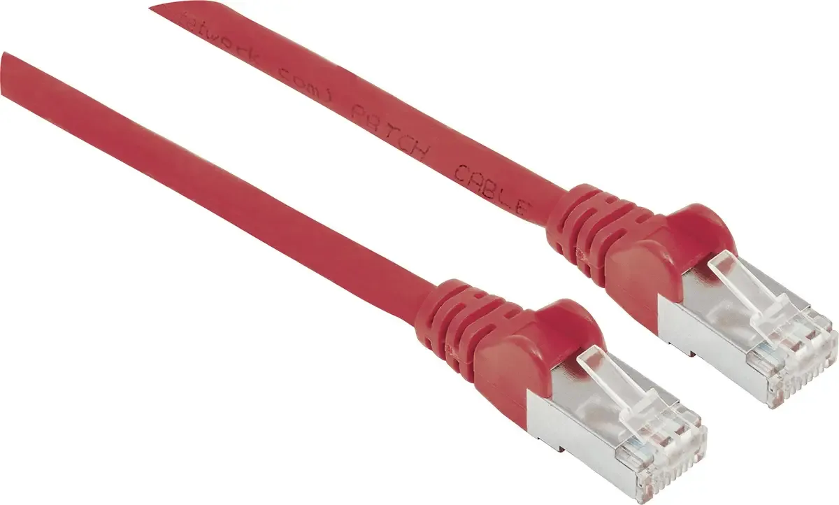 Intellinet 319225 RJ45 Netwerkkabel, patchkabel CAT 6A S/FTP 15.00 m Folie afscherming, Afscherming gevlochten, Halogeenvrij 1 stuk(s) by Intellinet in Red – product photo