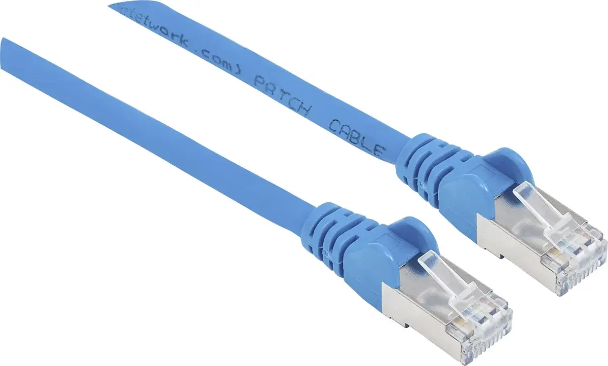 Intellinet 350815 RJ45 Netwerkkabel, patchkabel CAT 6A S/FTP 30.00 m Folie afscherming, Afscherming gevlochten, Halogeenvrij 1 stuk(s) van Intellinet in Blauw – productfoto