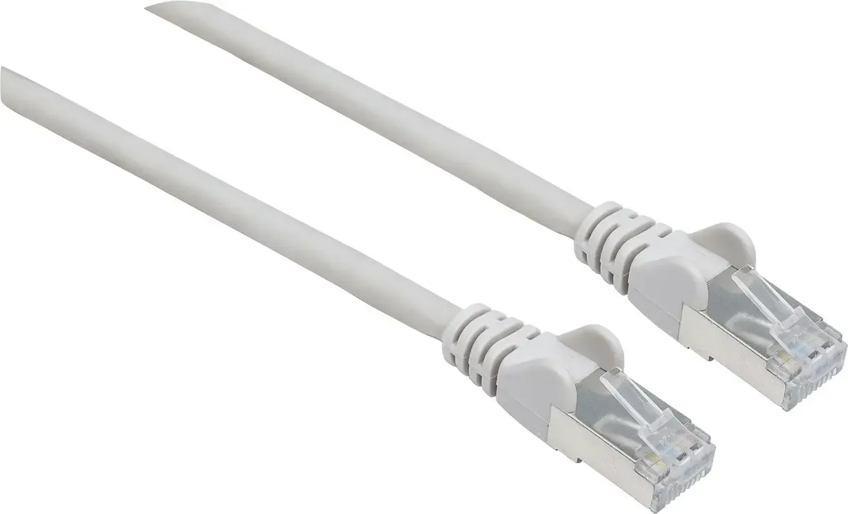 Intellinet 739788 RJ45 Netwerkkabel, patchkabel CAT 6 S/FTP 0.25 m Folie afscherming, Afscherming gevlochten, Halogeenvrij 1 stuk(s) fra Intellinet i Grå – produktbillede