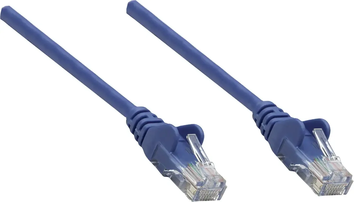 Intellinet 739894 RJ45 Netwerkkabel, patchkabel CAT 6 S/FTP 1.50 m Folie afscherming, Afscherming gevlochten, Halogeenvrij 1 stuk(s) fra Intellinet i Blå – produktbillede
