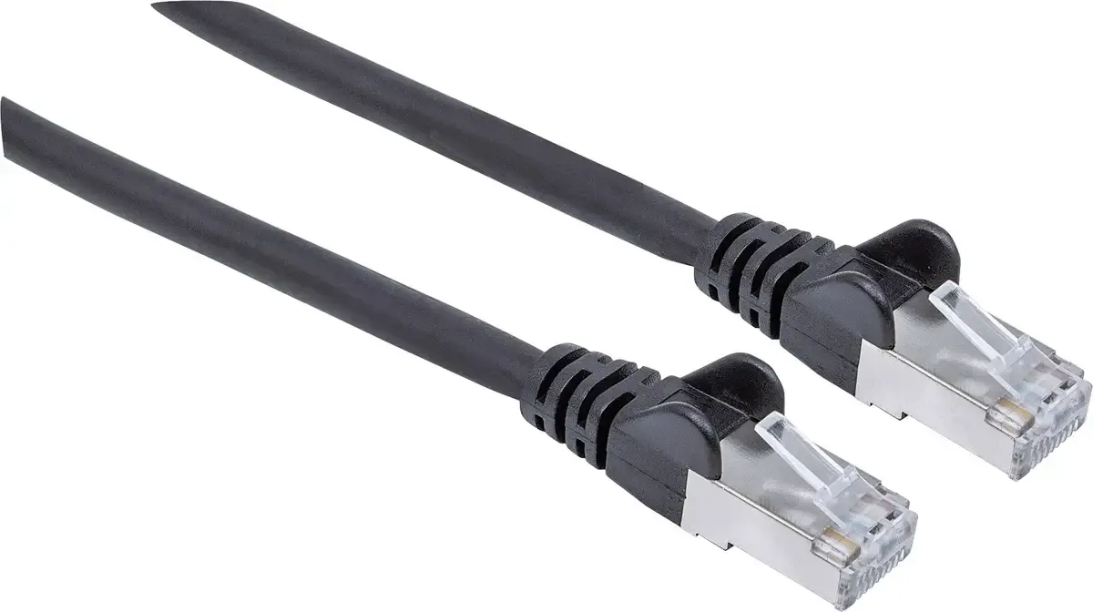 Intellinet 740814 RJ45 Netwerkkabel, patchkabel CAT 6A S/FTP 2.00 m Folie afscherming, Afscherming gevlochten, Afgeschermd, Halogeenvrij 1 stuk(s) fra Intellinet i Sort – produktbillede