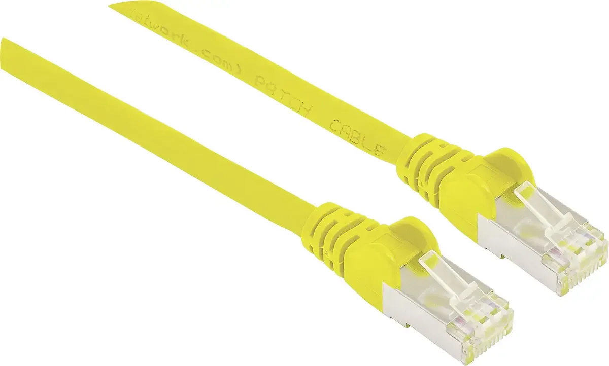 Intellinet 740838 RJ45 Netwerkkabel, patchkabel CAT 6A S/FTP 2.00 m Folie afscherming, Afscherming gevlochten, Afgeschermd, Halogeenvrij 1 stuk(s) fra Intellinet i Gul – produktbillede
