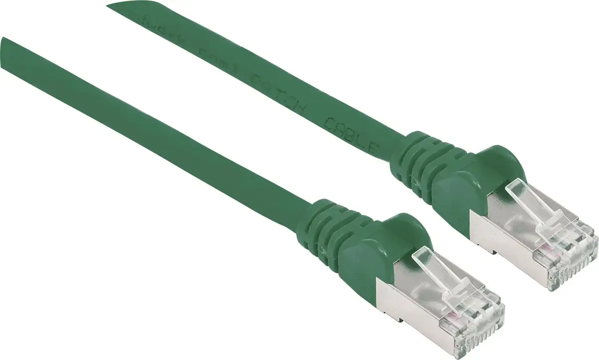 Intellinet 740845 RJ45 Netwerkkabel, patchkabel CAT 6A S/FTP 2.00 m Folie afscherming, Afscherming gevlochten, Afgeschermd, Halogeenvrij 1 stuk(s) by Intellinet in Green – product photo