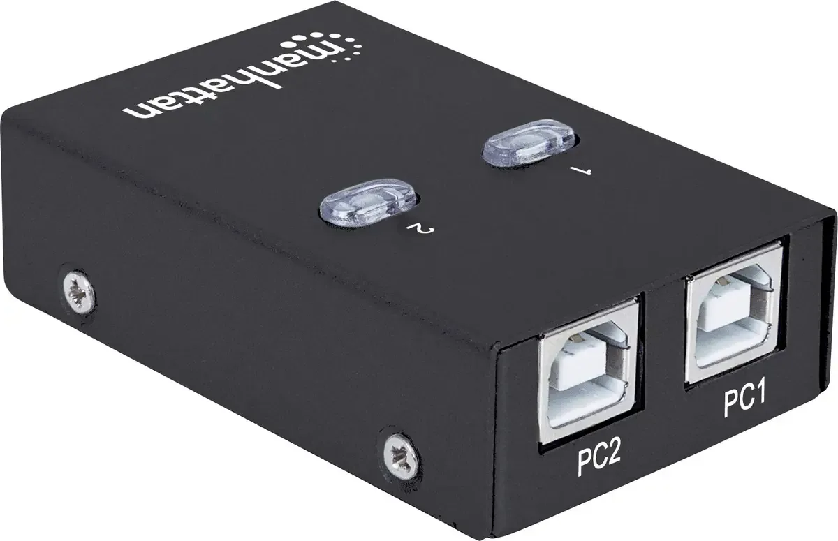 Manhattan 2 poorten USB 2.0-schakelaar Zwart van Intellinet – productfoto