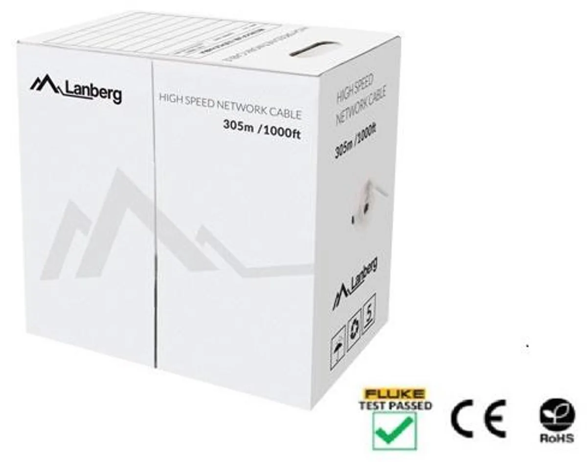 Kabel Utp Cat. 5E 305M Voor Wi-Fi Fluke Passed Cu-Draad Voor Installatie de Lanberg en Bleu – photo produit