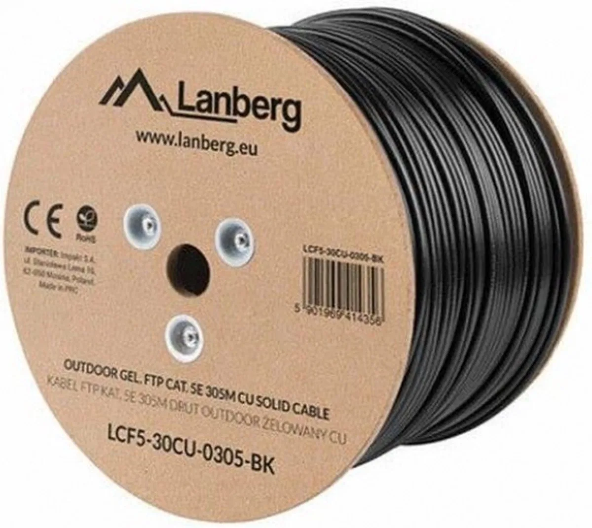 LCF5-30CU-0305-BK netwerkkabel 305 m Cat5e F/UTP (FTP) fra Lanberg i Sort – produktbillede