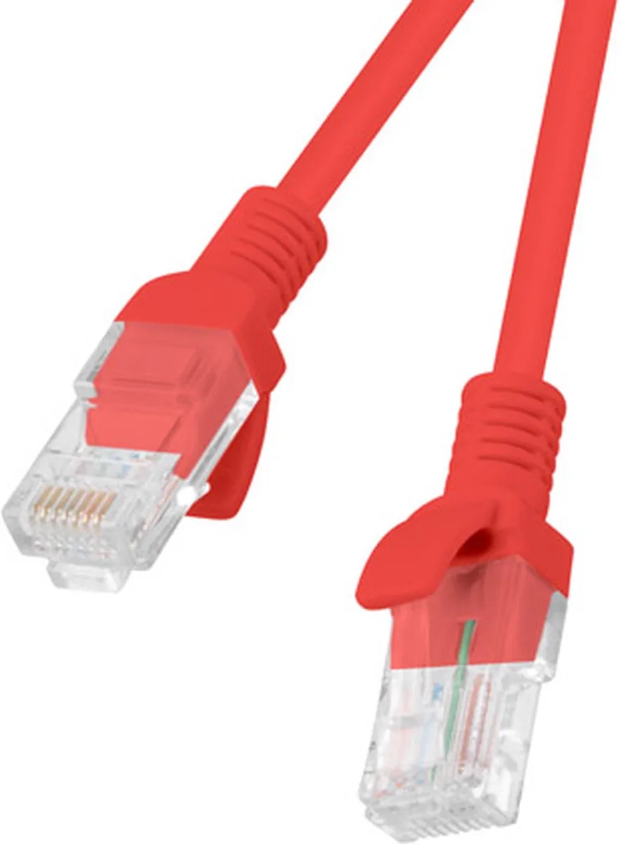 Patch kabel PCU5-10CC-0050-R - 0.5 m - Cat5e - U/UTP (UTP) - RJ-45 - RJ-45 de Lanberg en Rouge – photo produit