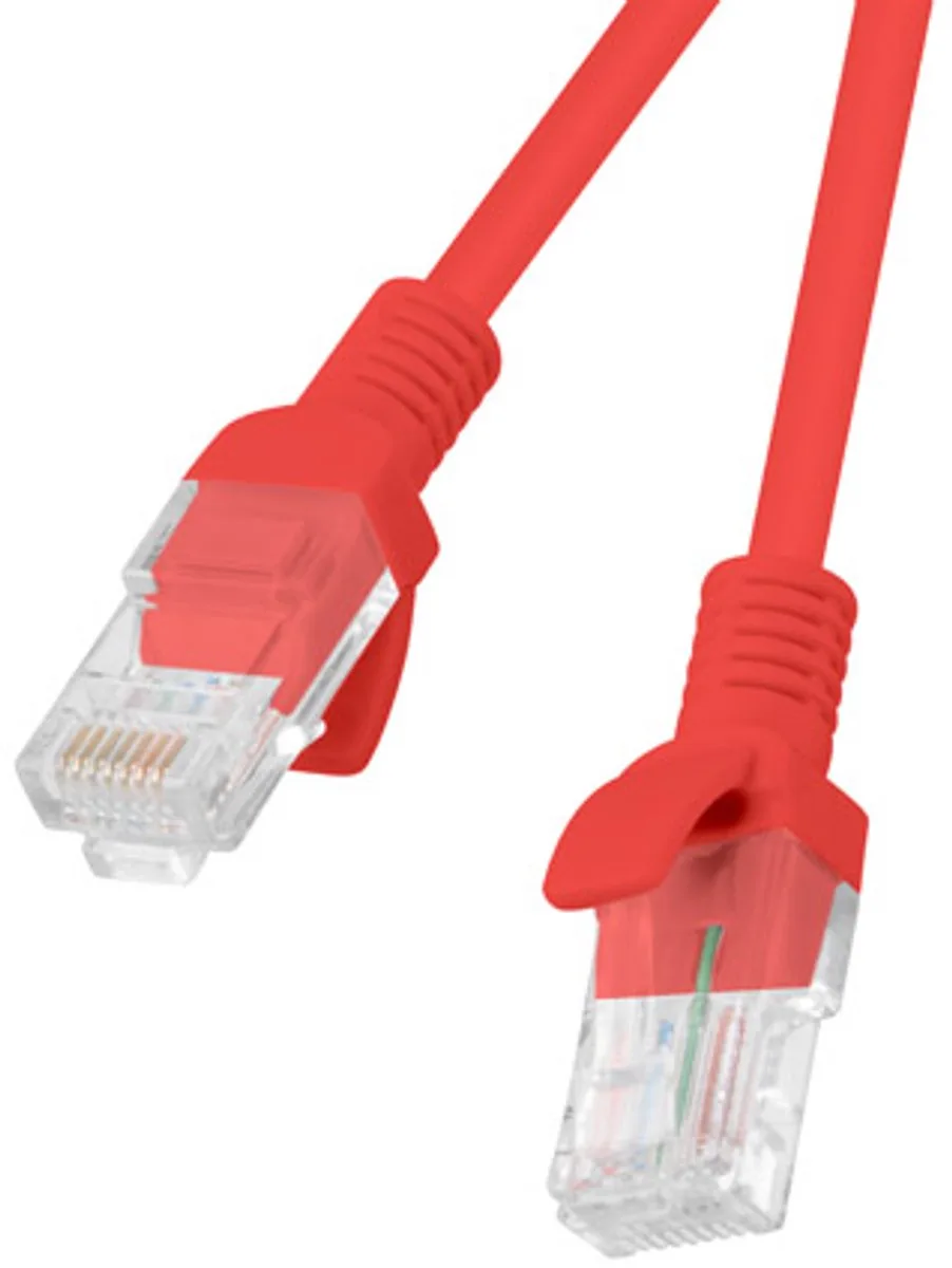 PCU5‑10CC‑1500‑R – Netwerkkabel Cat5e UTP 15 m Rood (U/UTP, Fluke Passed) de Lanberg en Transparent – photo produit