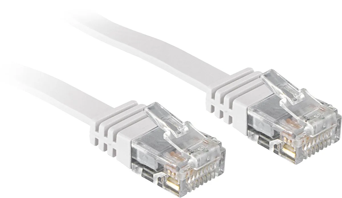 Cat.6 Flachband-Patchkabel ungeschirmt, weiß, 3m fra Lindy i Hvid – produktbillede