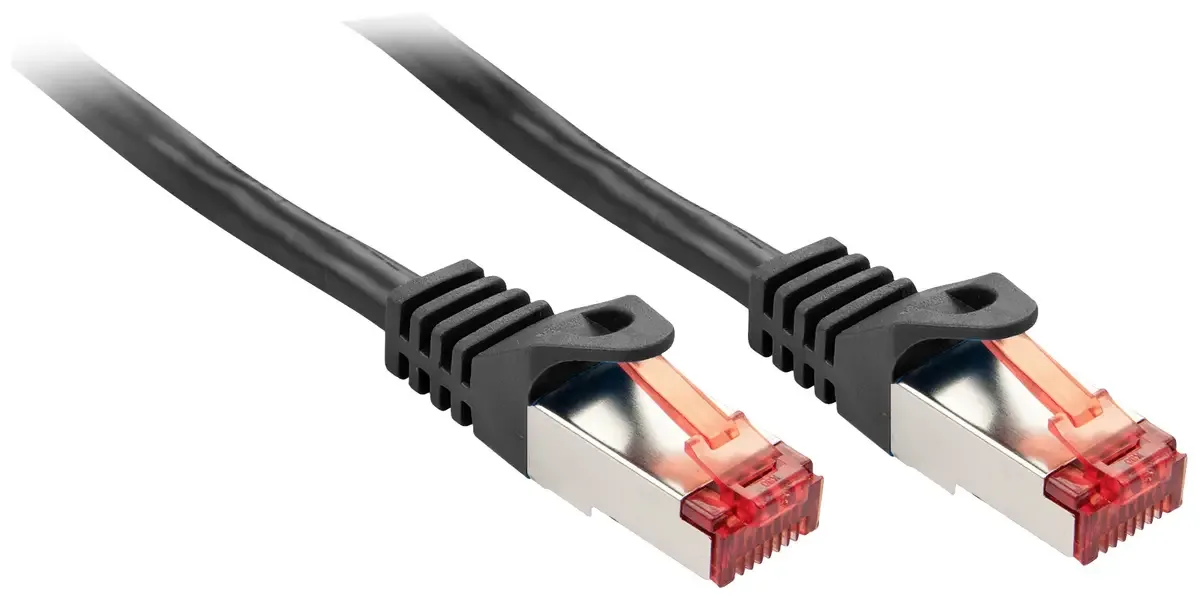 LINDY 47371 RJ45 Netwerkkabel, patchkabel CAT 6 S/FTP 0.50 m Bestand tegen wisselende buigingen, Snagless, Folie afscherming, Vergulde steekcontacten fra Lindy i Sort – produktbillede