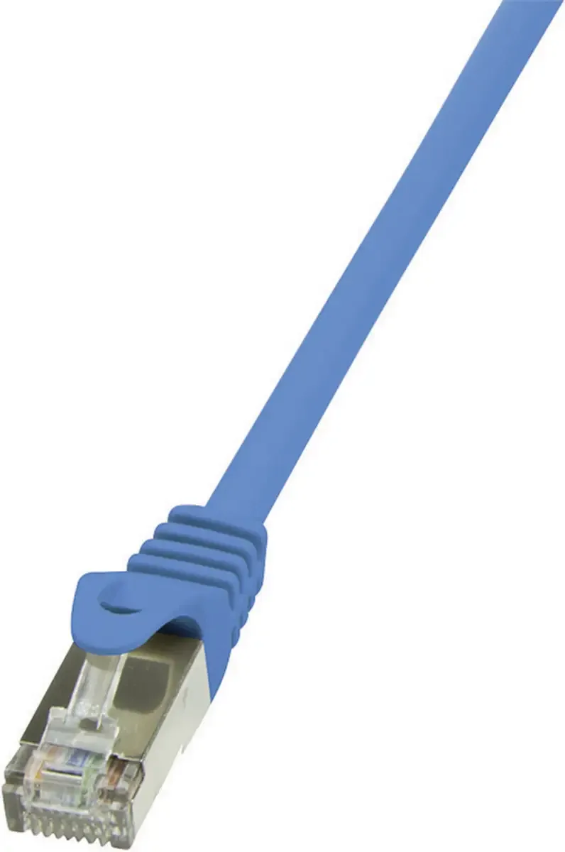 CP1026S RJ45 Netwerkkabel, patchkabel CAT 5e F/UTP 0.50 m Snagless 1 stuk(s) van LogiLink in Blauw – productfoto