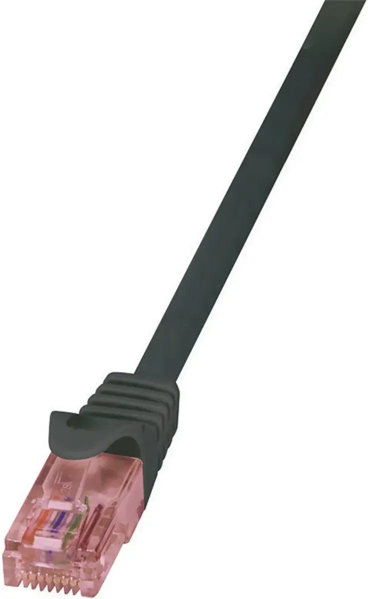 CQ2023U RJ45 Patchkabel CAT 6 U/UTP 0.50 m Schwarz Flammwidrig, mit Rastnasenschutz 1 St. von LogiLink – Produktfoto