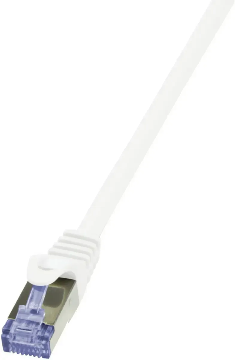 CQ4011S RJ45 Netwerkkabel, patchkabel CAT 6A S/FTP 0.25 m Vergulde steekcontacten, Vlambestendig, Snagless 1 stuk(s) från LogiLink i Vit – produktbild