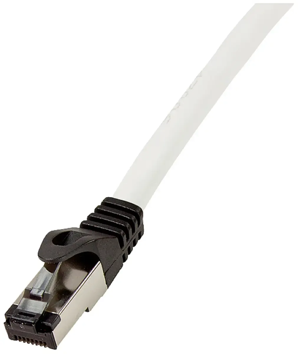 CQ8102S RJ45 Netwerkkabel, patchkabel CAT 8.1 S/FTP 15.00 m Grijs-wit (RAL 7035) Afscherming gevlochten, Halogeenvrij 1 stuk(s) från LogiLink i Grijs-wit (RAL 7035) – produktbild