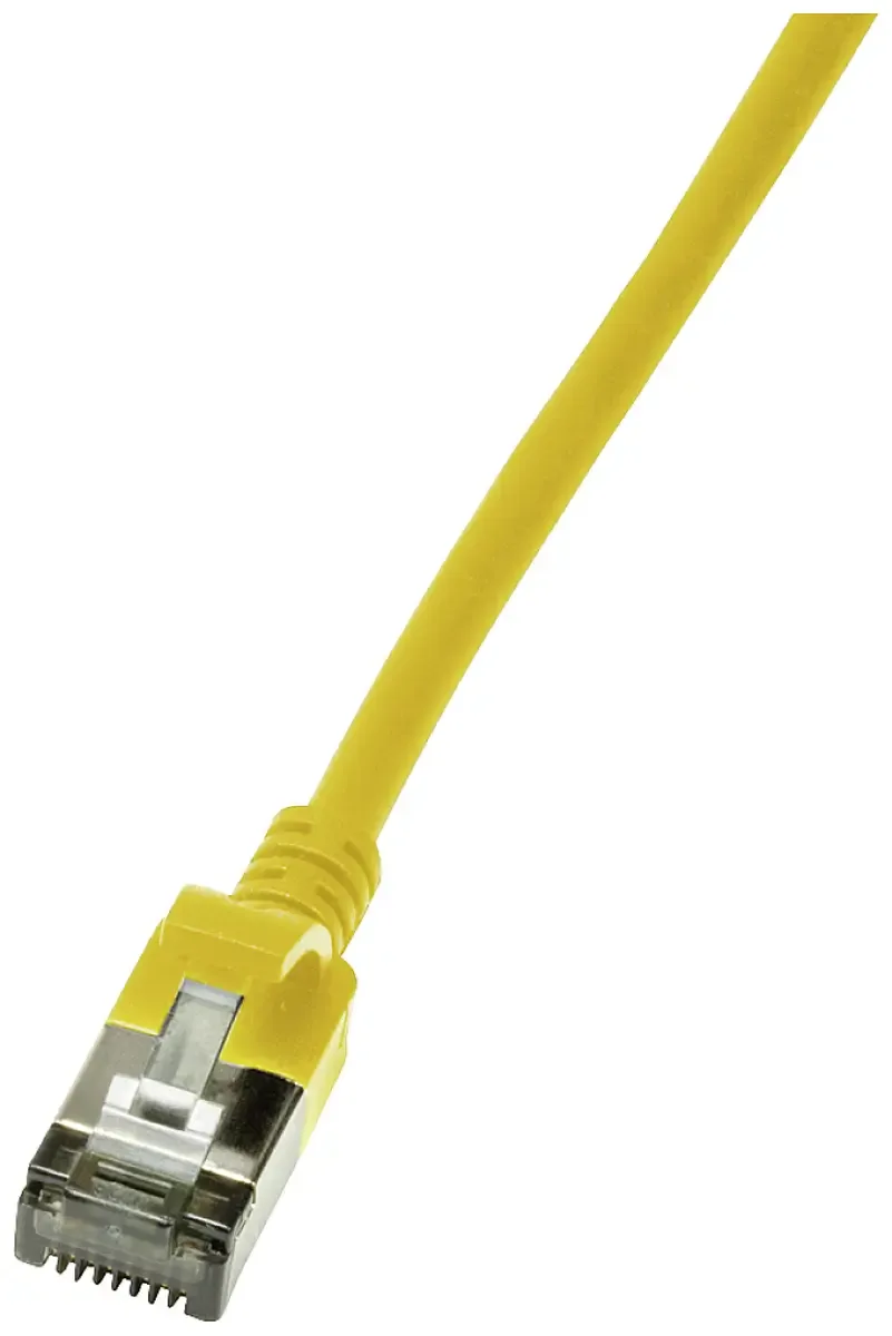 CQ9037S RJ45 Netwerkkabel, patchkabel CAT 6A U/FTP 1.00 m Extreem dun, Vlambestendig, Flexibel, Folie afscherming, Halogeenvrij, Snagless van LogiLink in Geel – productfoto