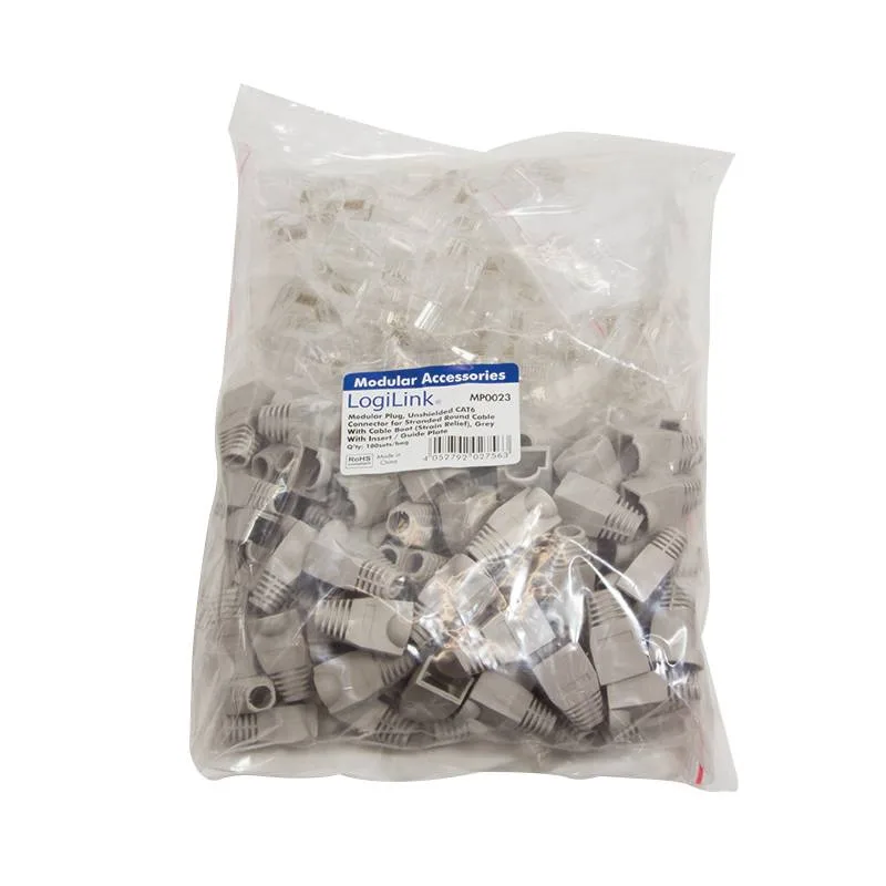Modulaire stekker CAT 6 RJ45, set van 100, niet afgeschermd van LogiLink – productfoto