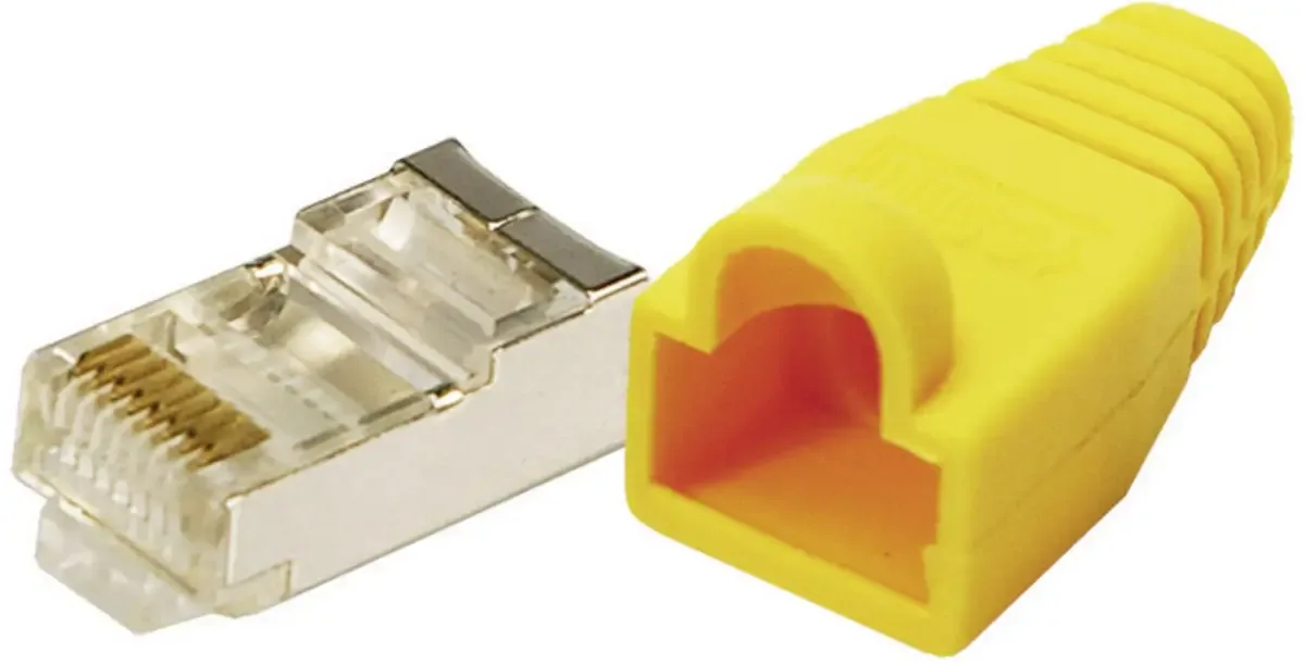 MP0015 RJ45-Steckverbinder CAT 5e, geschirmt MP0015 Stecker, gerade Pole: 8P8C Polzahl Sensoren 8P8C Gelb 100 St. by LogiLink – product photo
